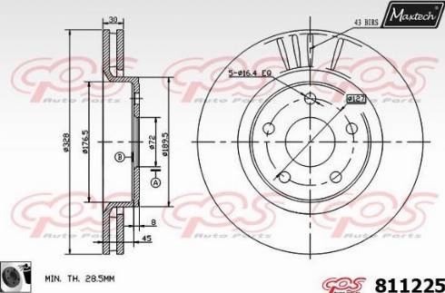 Maxtech 811225.0060 - Гальмівний диск autocars.com.ua