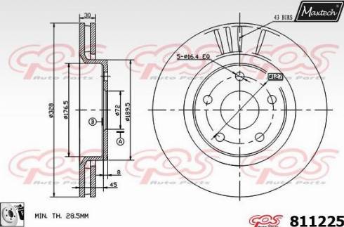 Maxtech 811225.0080 - Гальмівний диск autocars.com.ua