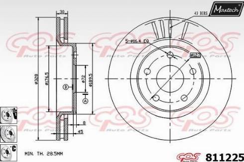 Maxtech 811225.6880 - Гальмівний диск autocars.com.ua