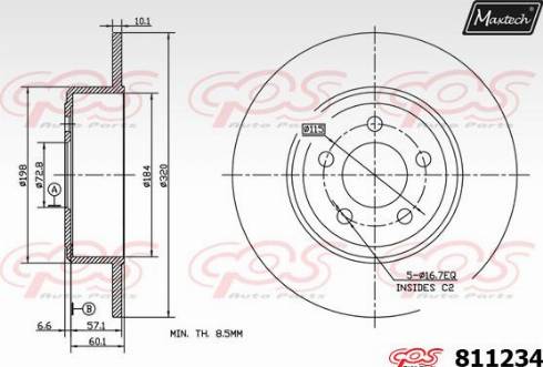 Maxtech 811234.0000 - Гальмівний диск autocars.com.ua