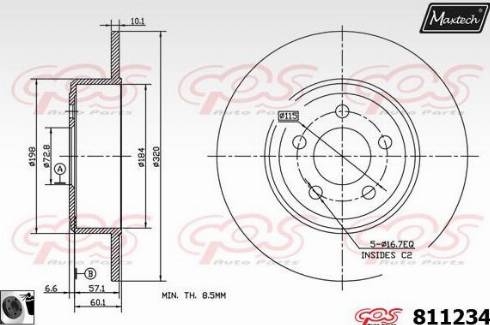 Maxtech 811234.0060 - Гальмівний диск autocars.com.ua