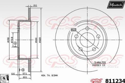 Maxtech 811234.0080 - Гальмівний диск autocars.com.ua