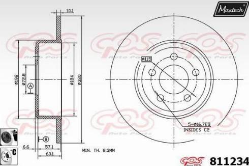 Maxtech 811234.6060 - Гальмівний диск autocars.com.ua