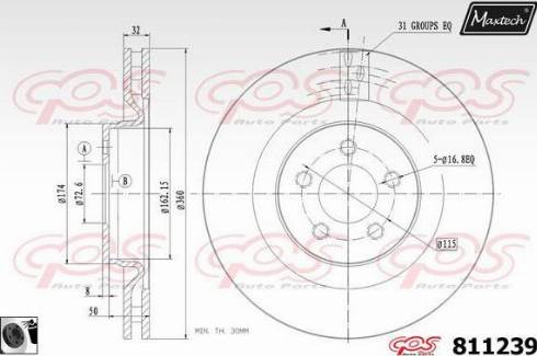 Maxtech 811239.0060 - Гальмівний диск autocars.com.ua