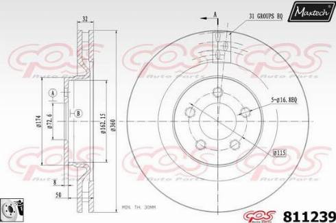 Maxtech 811239.0080 - Гальмівний диск autocars.com.ua