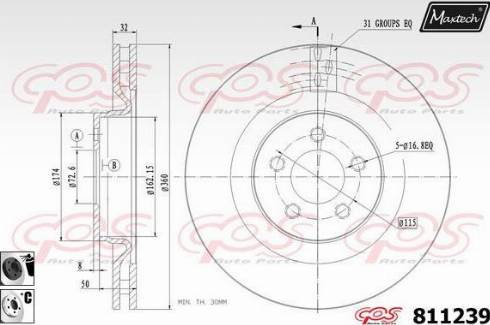 Maxtech 811239.6060 - Гальмівний диск autocars.com.ua