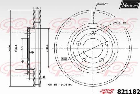 Maxtech 821182.0000 - Гальмівний диск autocars.com.ua