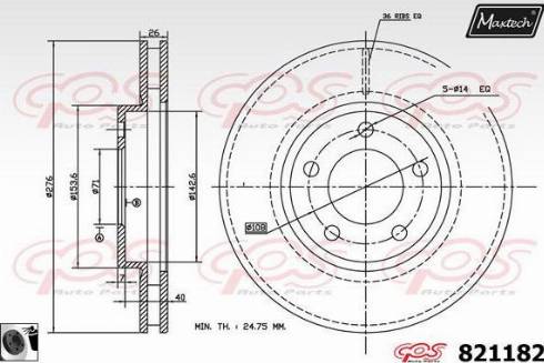 Maxtech 821182.0060 - Гальмівний диск autocars.com.ua