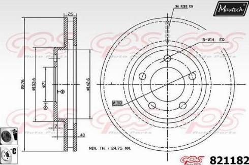 Maxtech 821182.6060 - Гальмівний диск autocars.com.ua