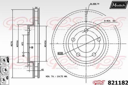 Maxtech 821182.6880 - Гальмівний диск autocars.com.ua