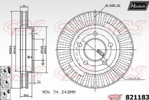 Maxtech 821183.6880 - Гальмівний диск autocars.com.ua