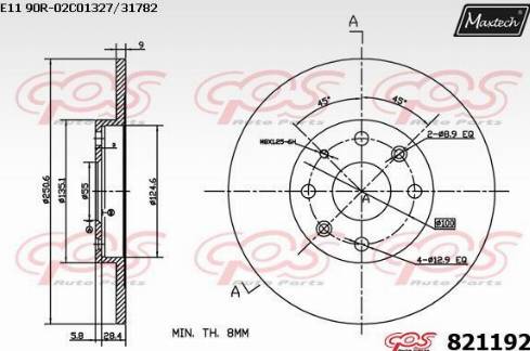 Maxtech 821192.0000 - Гальмівний диск autocars.com.ua