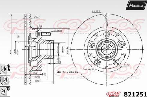 Maxtech 821251.6880 - Гальмівний диск autocars.com.ua