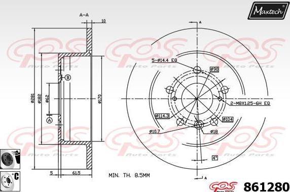 Maxtech 821251 - Гальмівний диск autocars.com.ua