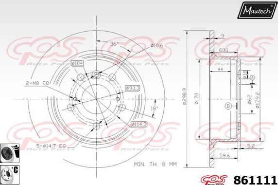 Maxtech 821254 - Гальмівний диск autocars.com.ua