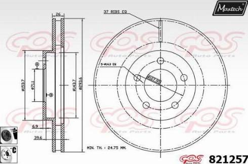 Maxtech 821257.6060 - Гальмівний диск autocars.com.ua