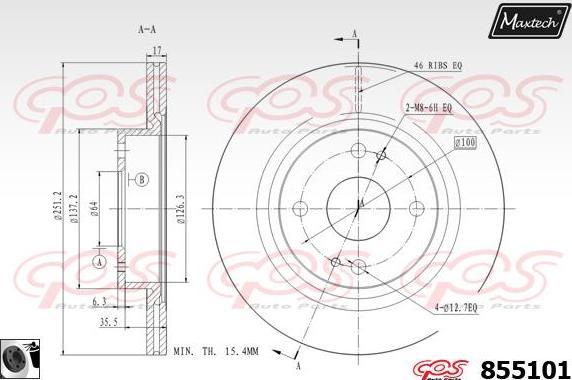 Maxtech 821257 - Гальмівний диск autocars.com.ua