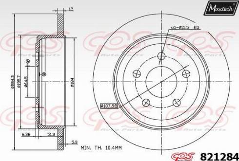 Maxtech 821284.0000 - Гальмівний диск autocars.com.ua