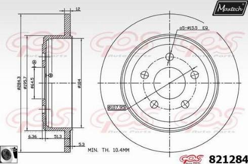 Maxtech 821284.0060 - Гальмівний диск autocars.com.ua