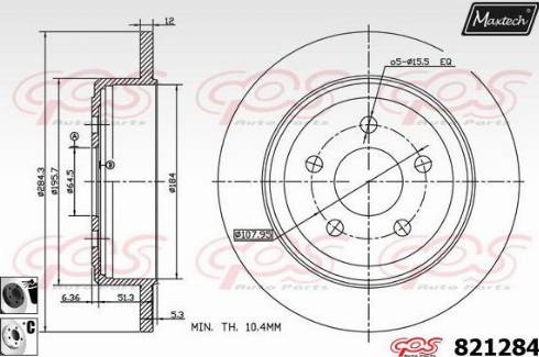 Maxtech 821284.6060 - Гальмівний диск autocars.com.ua