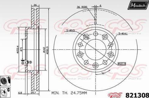 Maxtech 821308.6060 - Гальмівний диск autocars.com.ua