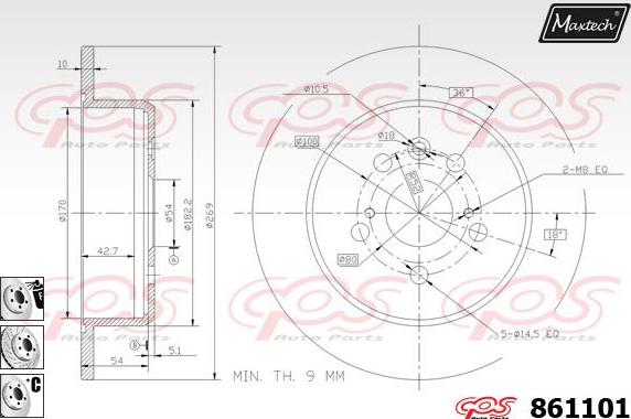 Maxtech 865508 - Гальмівний диск autocars.com.ua