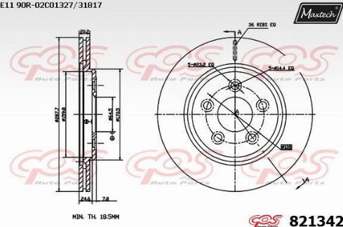 Maxtech 821342.0000 - Гальмівний диск autocars.com.ua