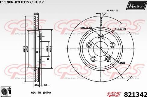 Maxtech 821342.0060 - Гальмівний диск autocars.com.ua