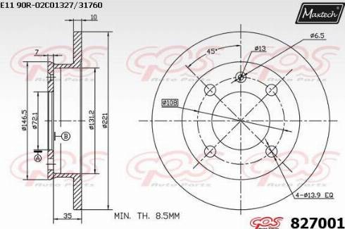 Maxtech 827001.0000 - Гальмівний диск autocars.com.ua