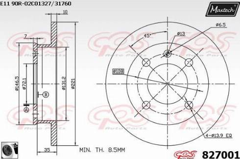 Maxtech 827001.0060 - Гальмівний диск autocars.com.ua