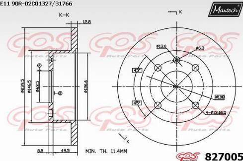 Maxtech 827005.0000 - Гальмівний диск autocars.com.ua