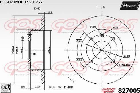 Maxtech 827005.0080 - Гальмівний диск autocars.com.ua