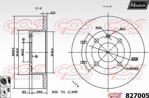 Maxtech 827005.6060 - Тормозной диск autodnr.net