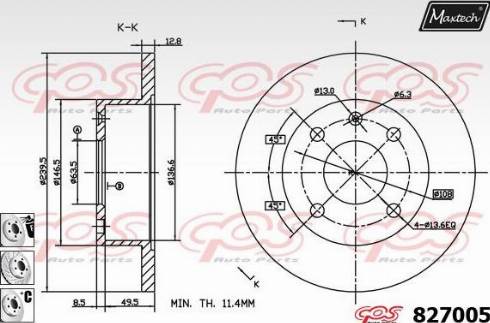 Maxtech 827005.6880 - Гальмівний диск autocars.com.ua