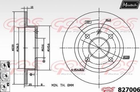 Maxtech 827006.6880 - Гальмівний диск autocars.com.ua