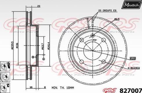 Maxtech 827007.6880 - Гальмівний диск autocars.com.ua