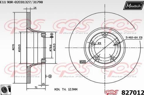 Maxtech 827012.0060 - Гальмівний диск autocars.com.ua