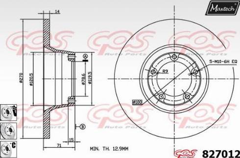 Maxtech 827012.6880 - Гальмівний диск autocars.com.ua