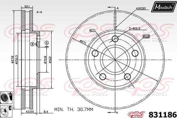 Maxtech 827028 - Тормозной диск autodnr.net