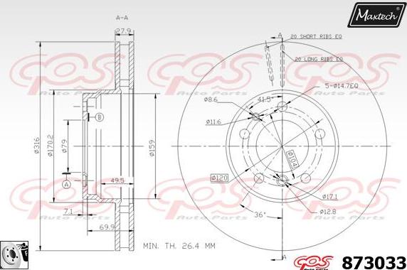 Maxtech 827036 - Гальмівний диск autocars.com.ua