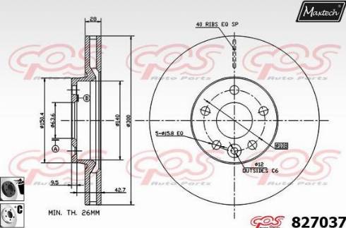 Maxtech 827037.6060 - Гальмівний диск autocars.com.ua