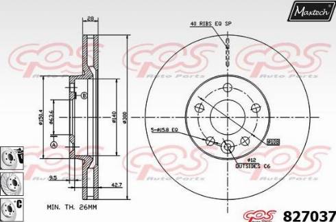 Maxtech 827037.6880 - Гальмівний диск autocars.com.ua