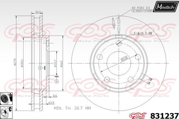 Maxtech 827040 - Гальмівний диск autocars.com.ua