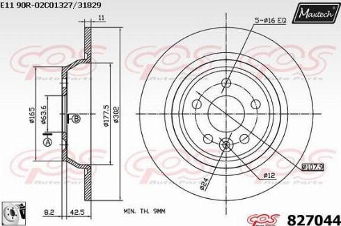 Maxtech 827044.0080 - Гальмівний диск autocars.com.ua