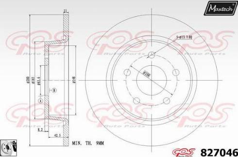 Maxtech 827046.0080 - Гальмівний диск autocars.com.ua