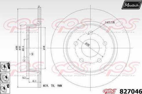 Maxtech 827046.6980 - Гальмівний диск autocars.com.ua