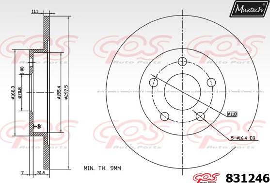 Maxtech 827046 - Гальмівний диск autocars.com.ua