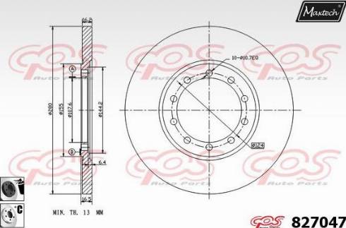 Maxtech 827047.6060 - Гальмівний диск autocars.com.ua