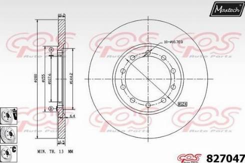 Maxtech 827047.6880 - Гальмівний диск autocars.com.ua