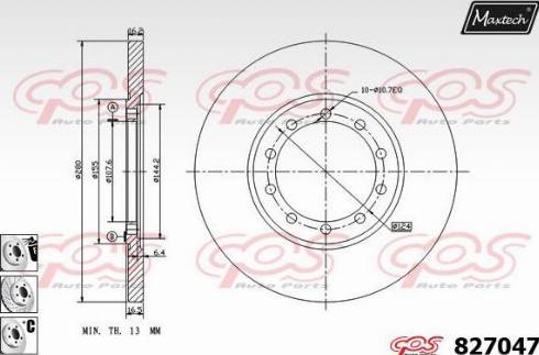 Maxtech 827047.6980 - Гальмівний диск autocars.com.ua